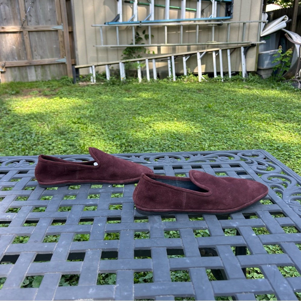 Aquatalia Size 8.5 Suede Made In Italy Ballet Flat Loafers burgundy‎